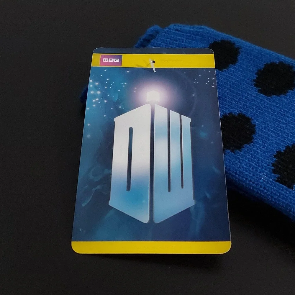 NEW Doctor Who Arm Warmers Womens‎ One Size Blue Dalek Knit Winter Polka Dot